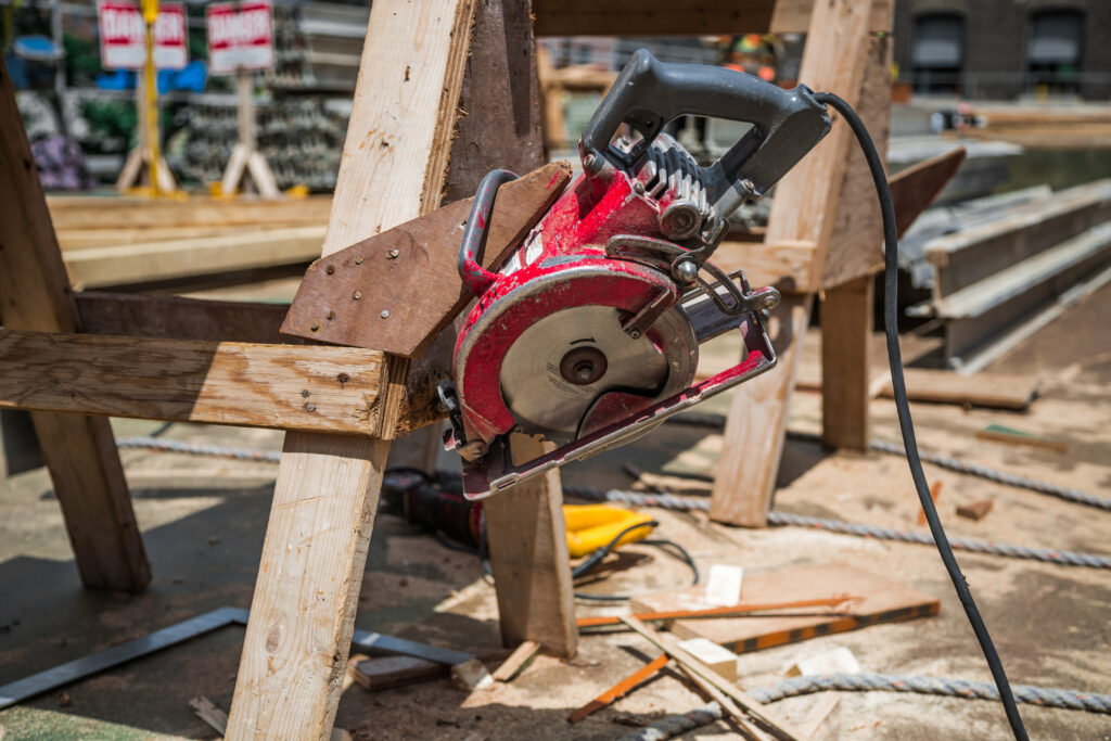 A circular saw on a worksite